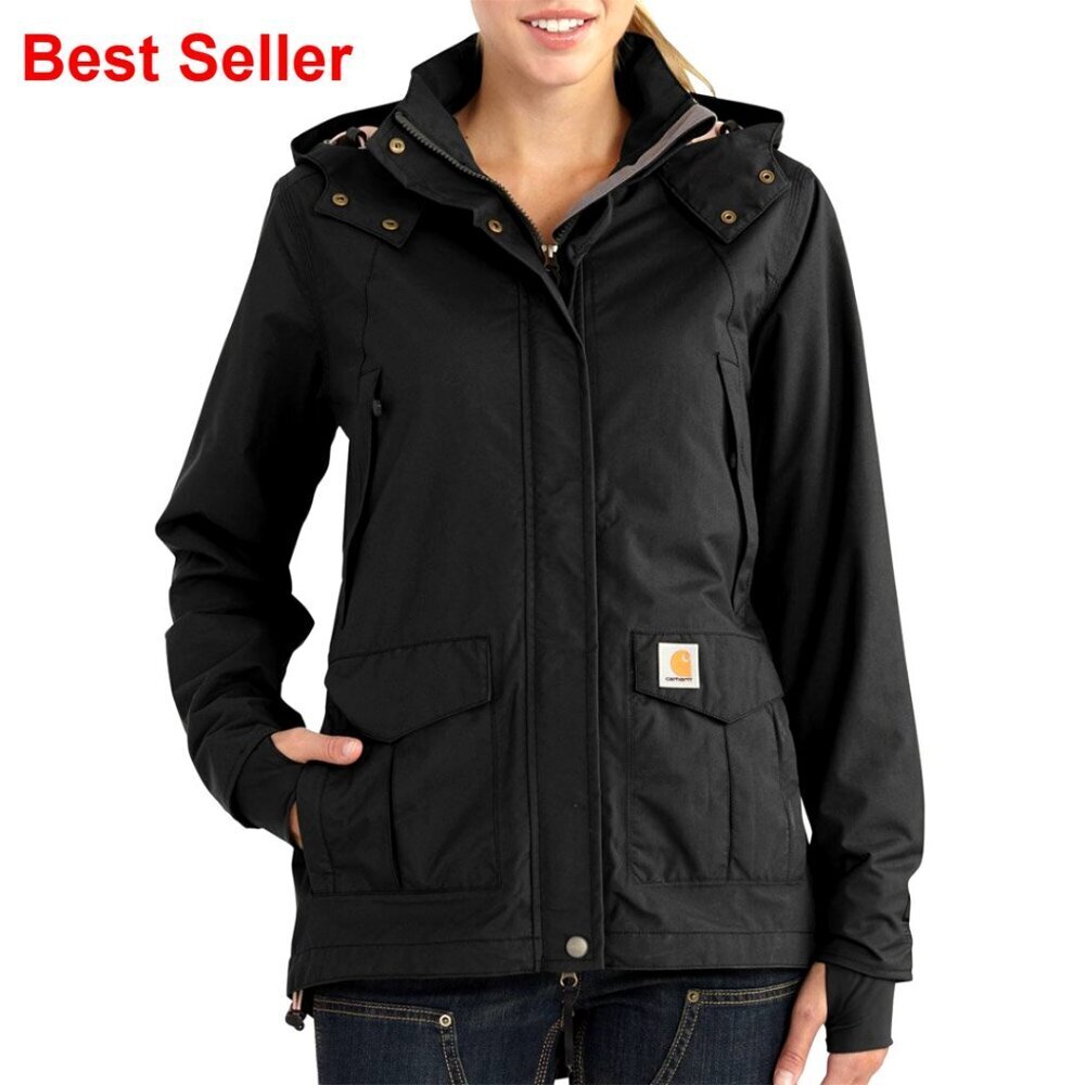 Plus Size Waterproof Rain Jacket with Detachable Hood, Breathable